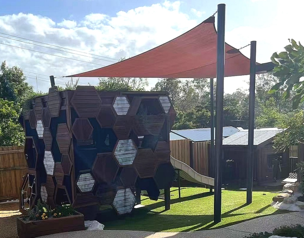 Goodna completed childcare centre — Outdoor play area and climbing structure